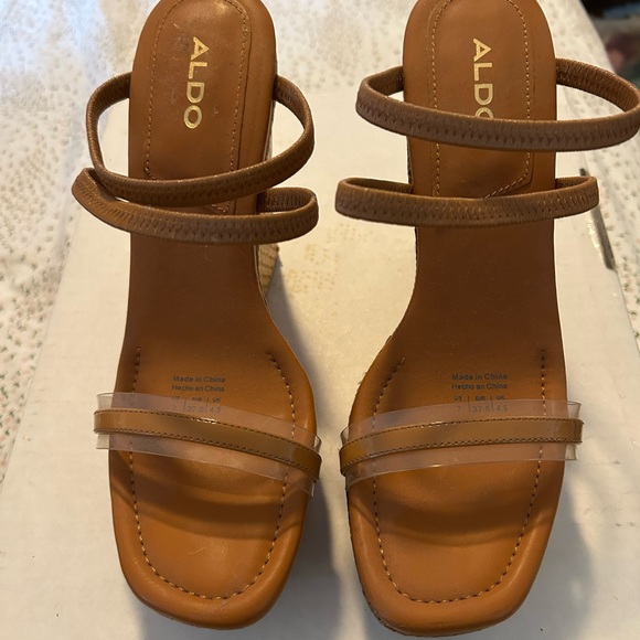 Aldo Shoes - ALDO Brown/Tan Strappy Sandals with Clear Toe Strap